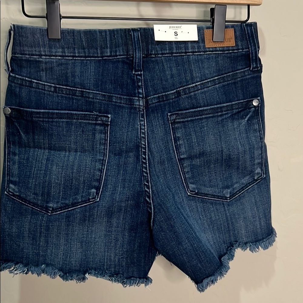 Judy Blue Shorts Jean Denim Fray Hem Pullon Elastic Waist High Waist Small - Picture 7 of 14